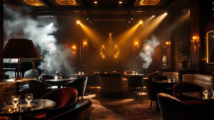 Modern interior design of a Nevada cannabis lounge with stylish seating and ventilation features