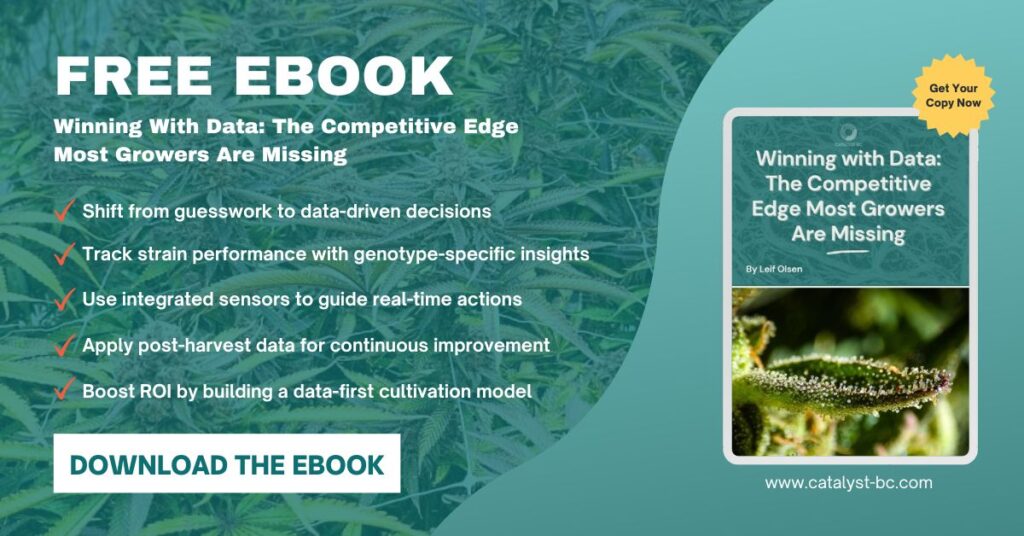 Banner highlighting free eBook on how growers use cannabis cultivation data to improve performance
